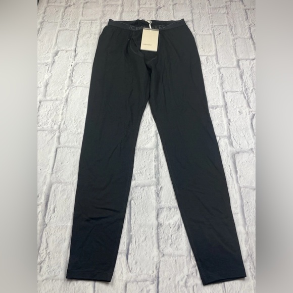Icebreaker 200 Oasis Fly Leggings Mens Large Black 100% Merino Wool Thermal NWT - Picture 4 of 10